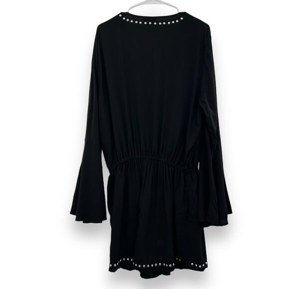 NWT BAR III Black Tell Me About It Stud Swimsuit Cover Up Romper XL Goth Beach - Picture 7 of 13